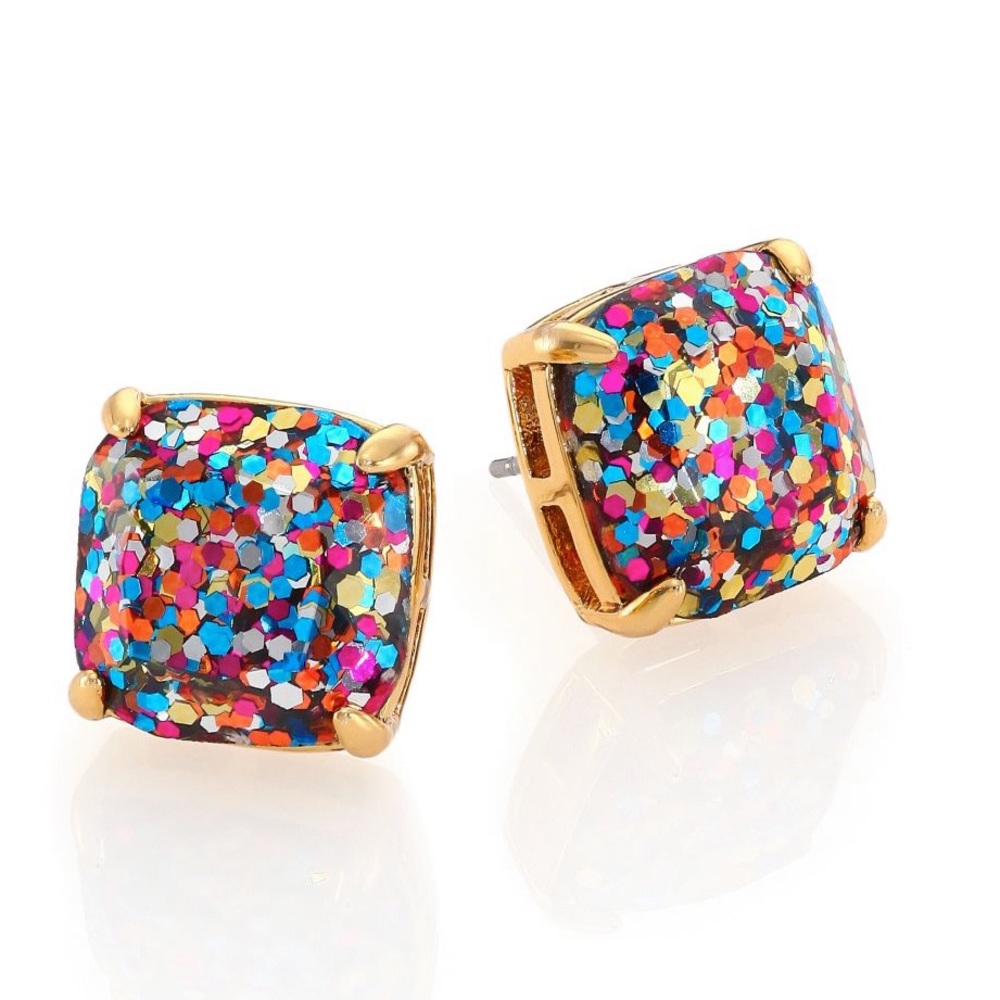 Kate Spade Small Square Glitter Stud Earrings